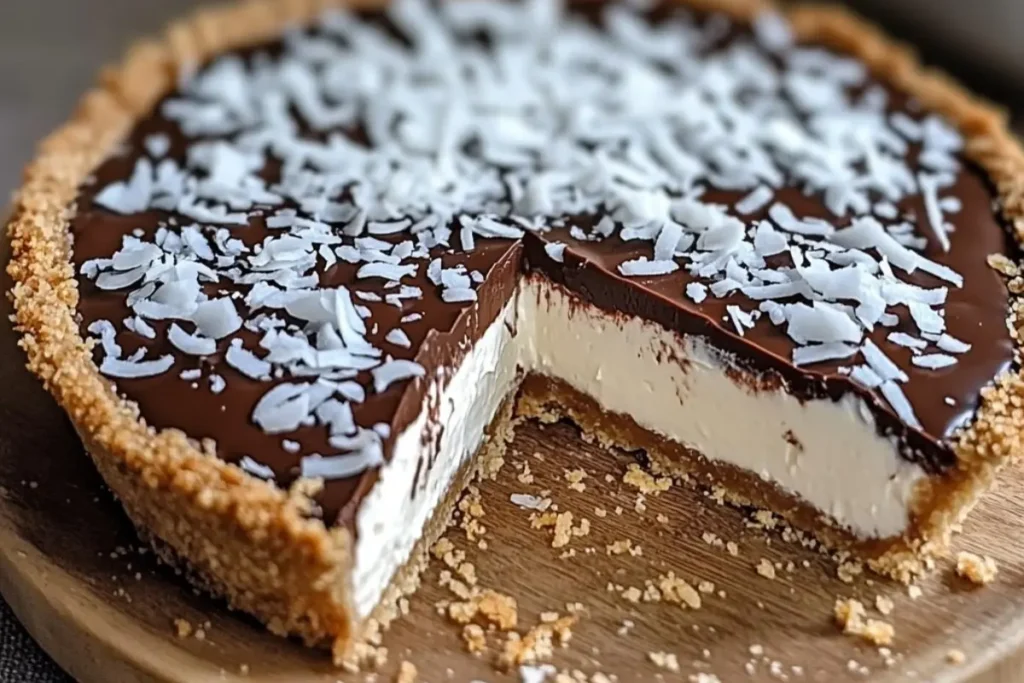 Tarte Bounty sans cuisson au chocolat et à la noix de coco