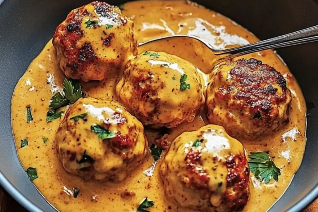 Boulettes de Poulet au Chorizo, Sauce Crémeuse au Paprika