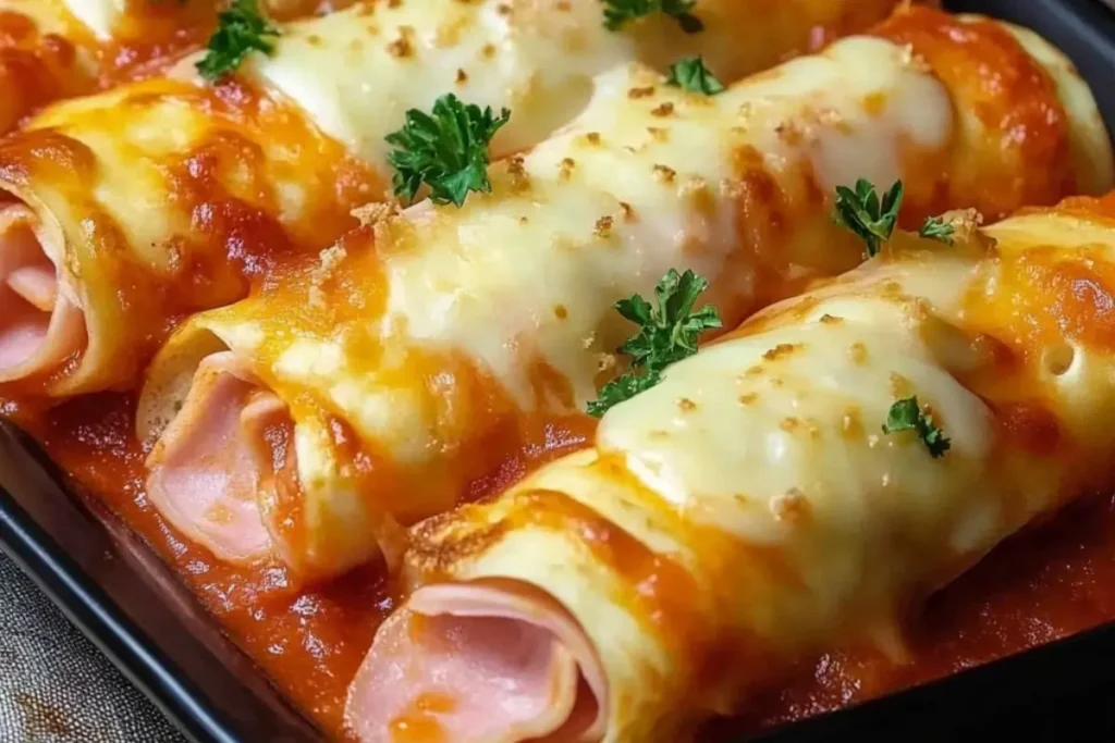 Rouleaux de lasagne au poulet jambon