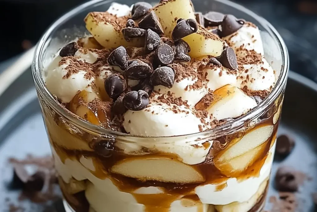 Tiramisu d’Hiver aux Pommes Caramélisées et Éclats de Chocolat