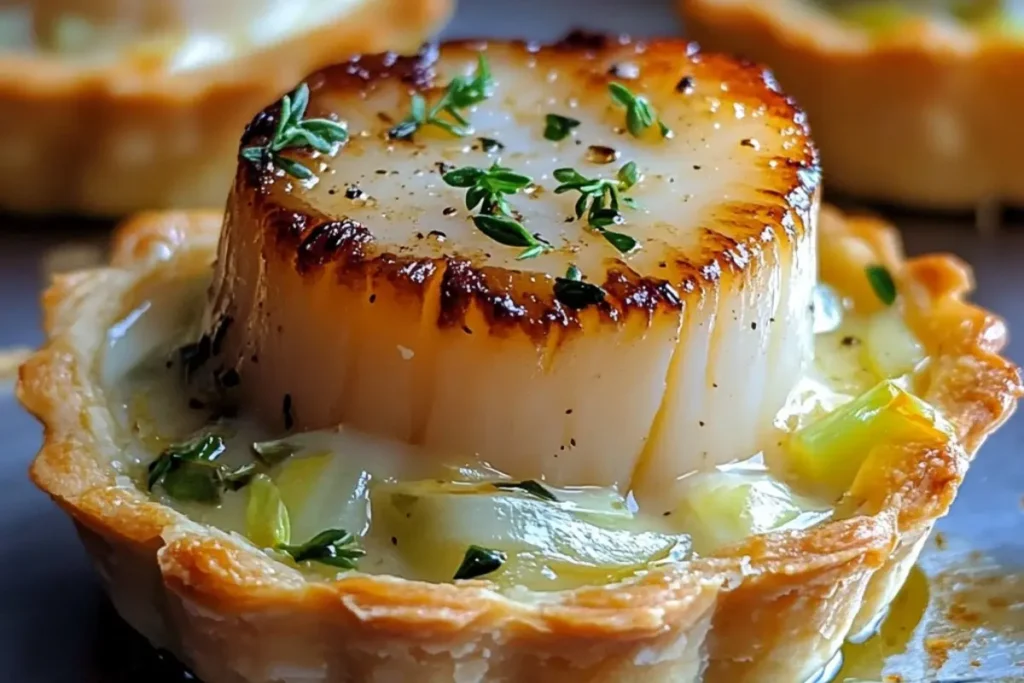 Tartelettes aux Coquilles Saint-Jacques sur Fondue de Poireaux