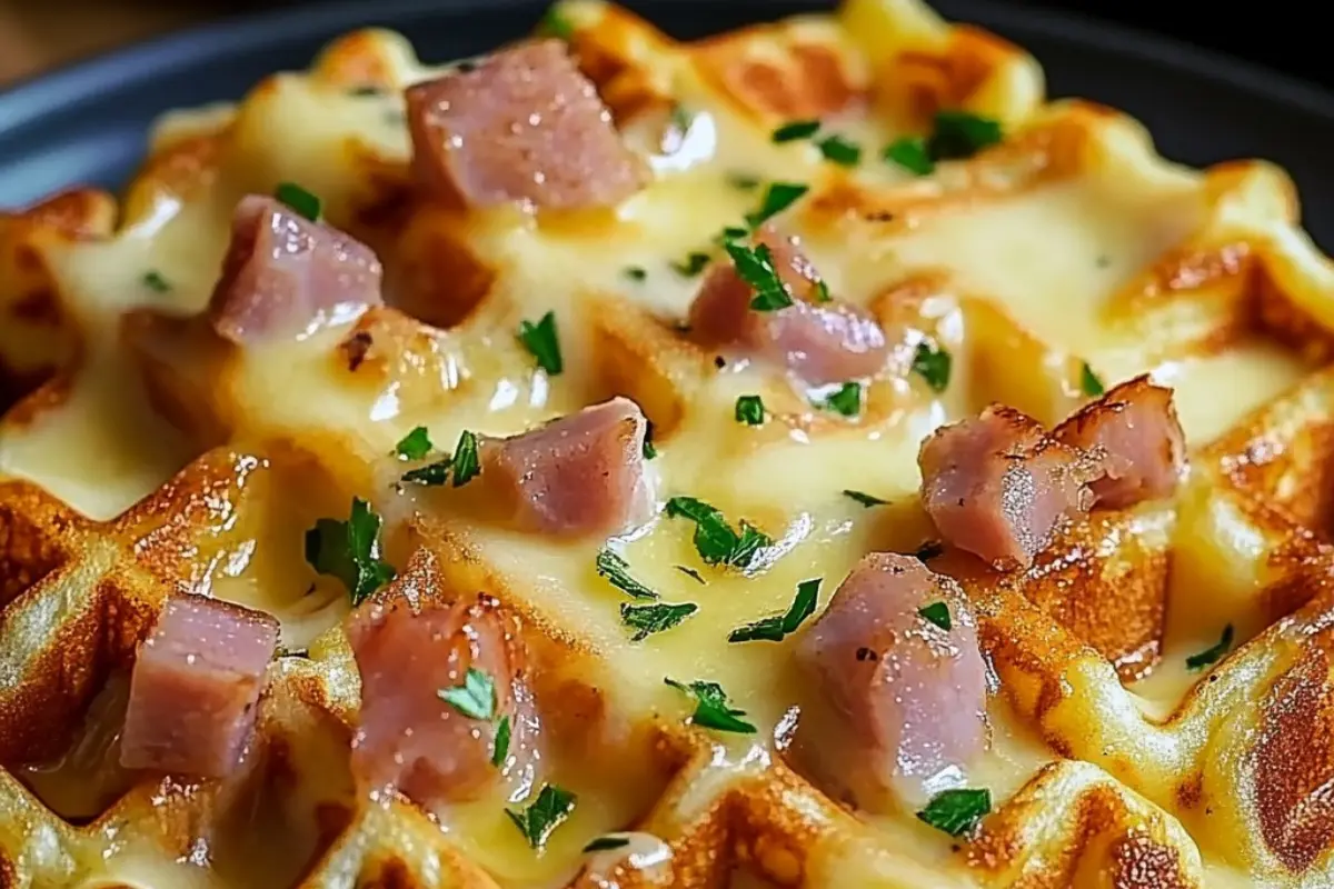 Gaufres Croustillantes au Jambon et au Fromage