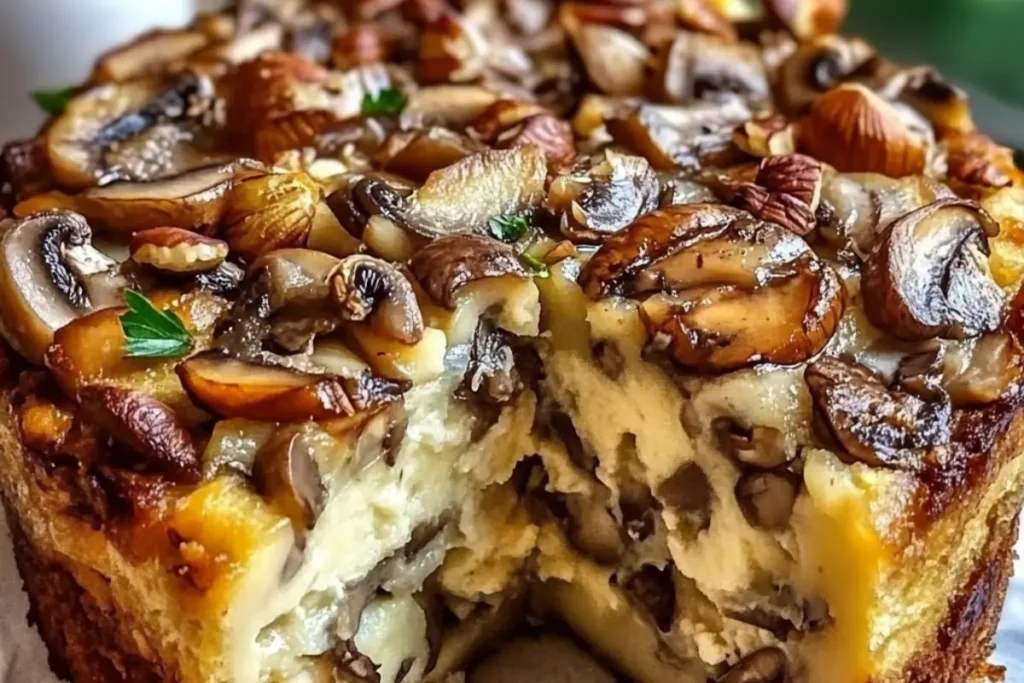 Cake aux Champignons, Comté, Noisettes et Persil Plat