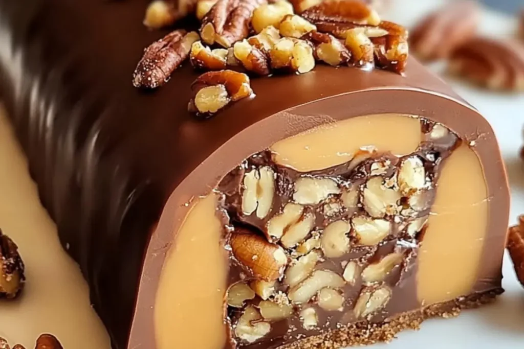 Bûche Chocolat Cacahuète Pécan Caramel
