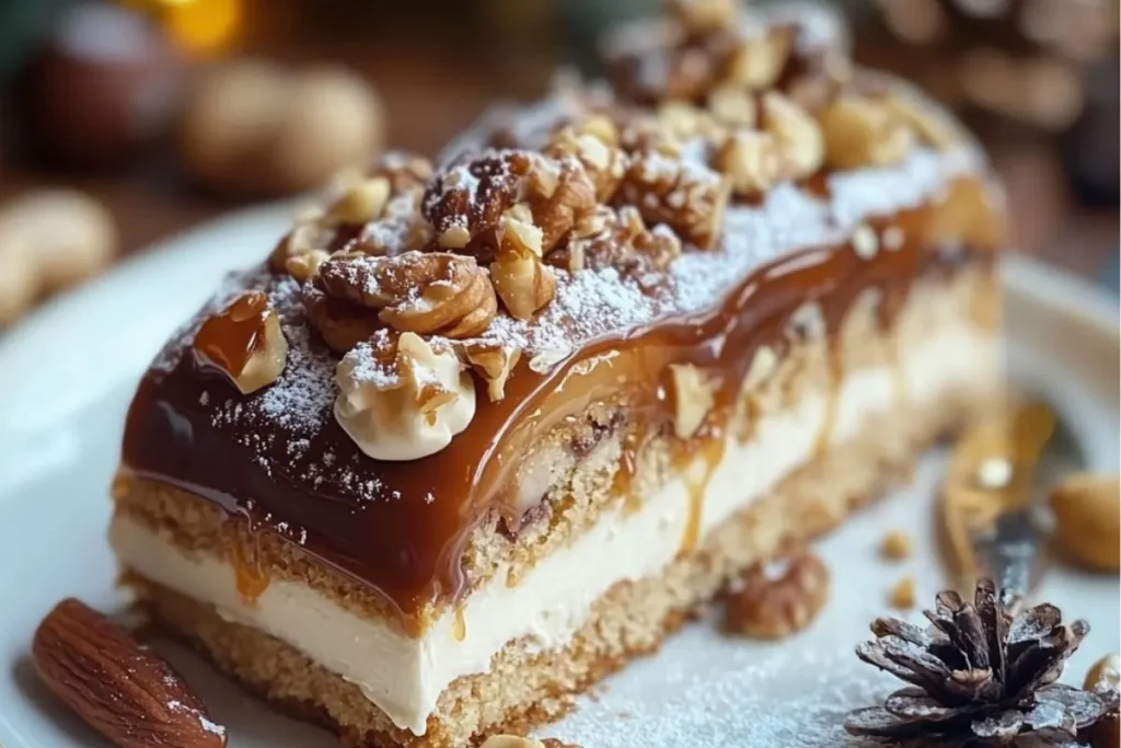 Bûche de Noël Cacahuètes-Caramel-Vanille