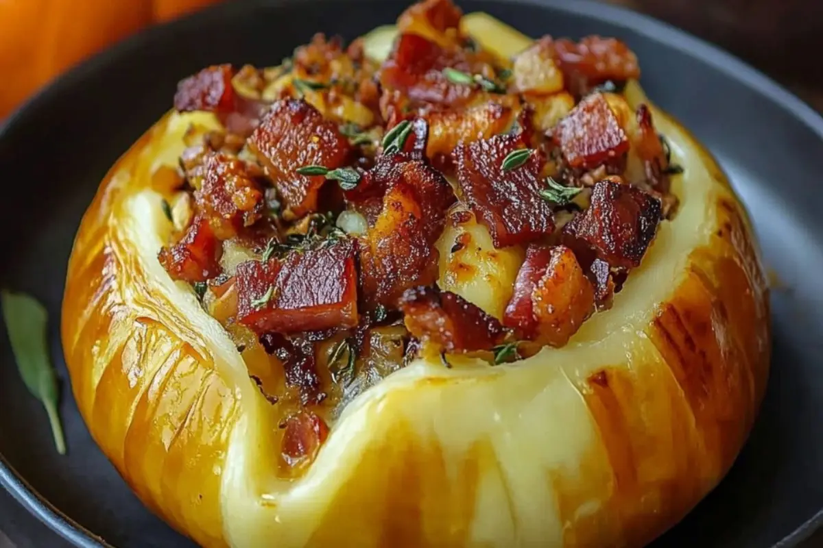 Potimarrons Farcis aux Lardons de Dinde, Saint-Nectaire et Châtaignes