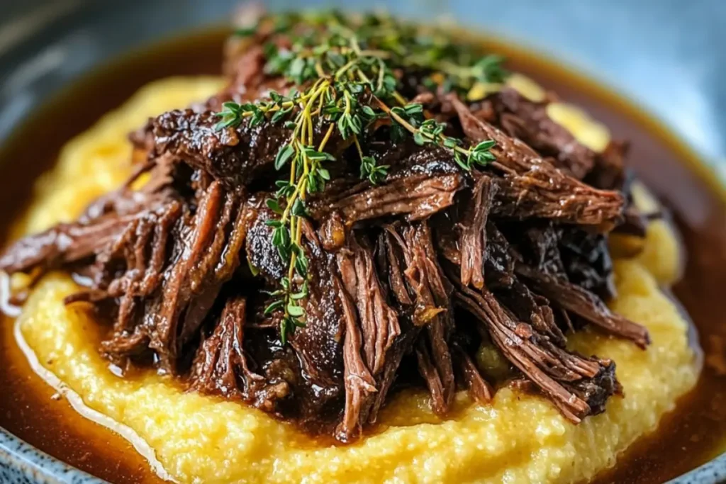 Bœuf Effiloché en Sauce et Polenta Moelleuse