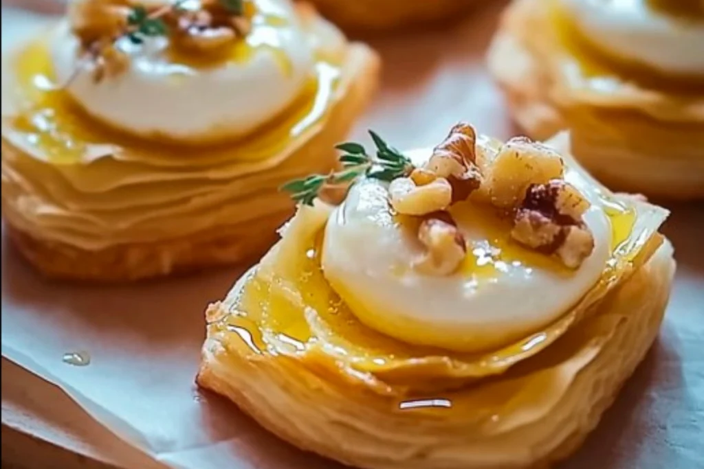 Bouchées Feuilletées au Fromage Frais, Noix et Miel
