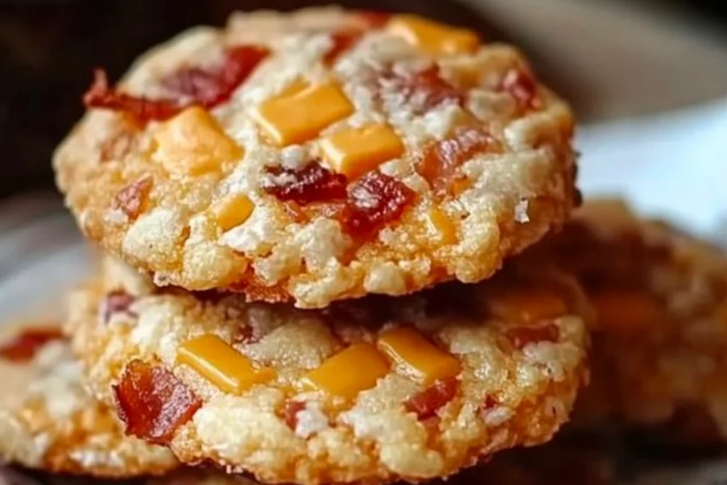 Cookies Salés au Bacon, Cheddar et Oignons Frits