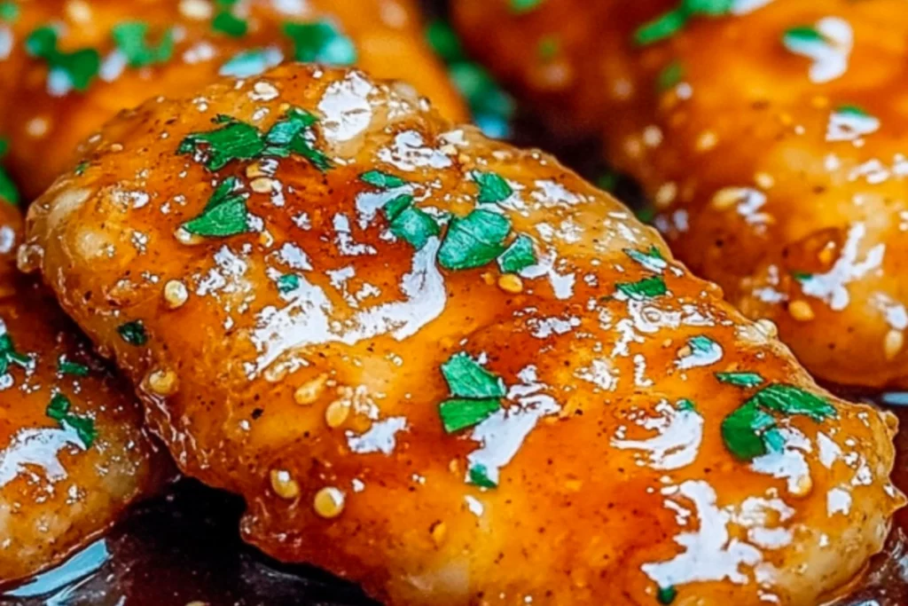 Escalopes de Poulet Caramélisées à l’Ail, Miel et Sauce Soja