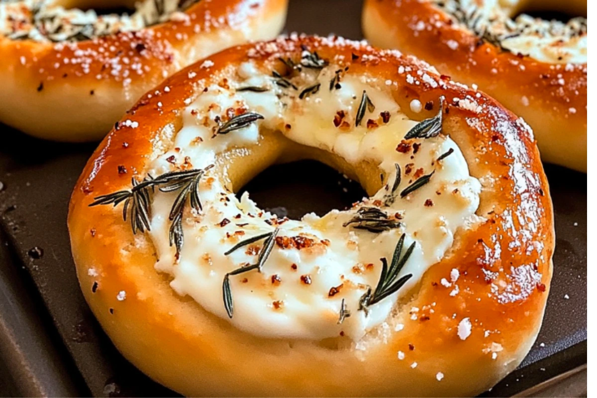Bretzels Moelleux Farcis à la Mozzarella, au Romarin et au Parmesan