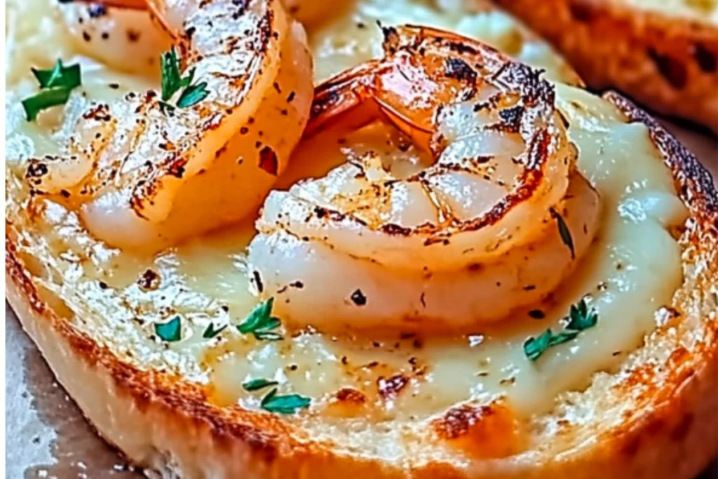 Pain à l’Ail Fromagé aux Crevettes Grillées