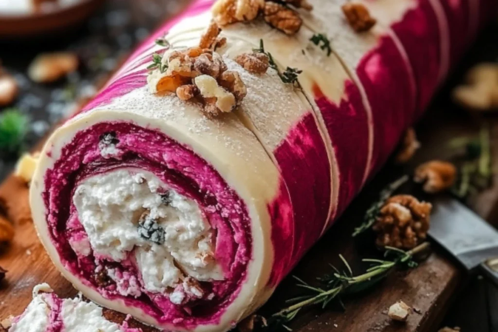Roulé à la Betterave, Fromage de Chèvre et Noix