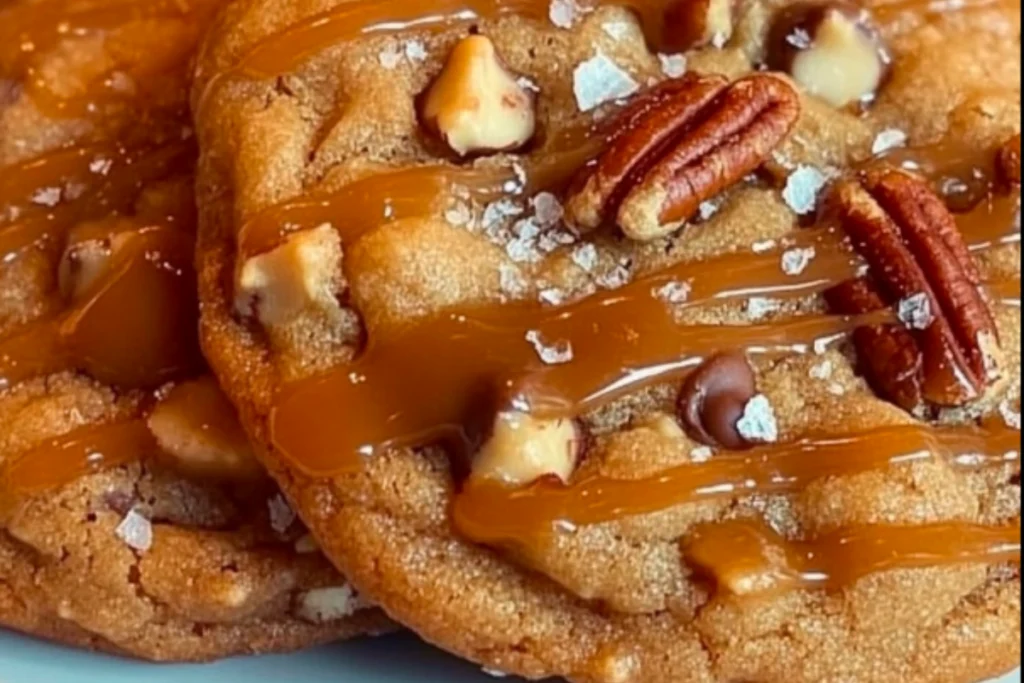 Cookies aux Pépites de Chocolat, Caramel Salé et Noix de Pécan